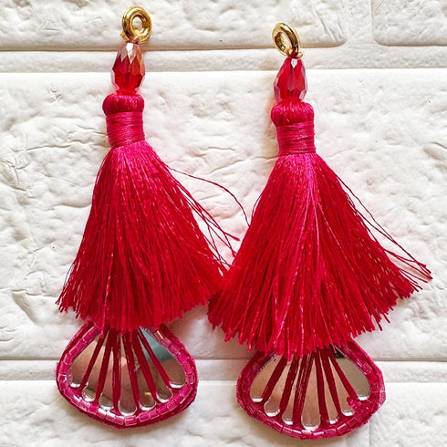 Rani Pink Handmade Ethnic Latkan Tassel Pack of 2 for Saree, Blouse & Lehenga | Craft Shop India
