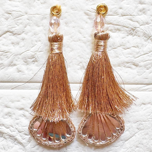 Zari Rose Gold Handmade Ethnic Latkan Tassel Pack of 2 for Saree, Blouse & Lehenga | Craft Shop India
