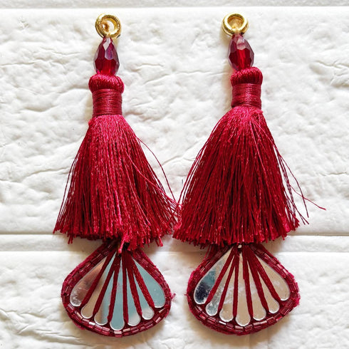 Maroon Handmade Ethnic Latkan Tassel Pack of 2 for Saree, Blouse & Lehenga | Craft Shop India