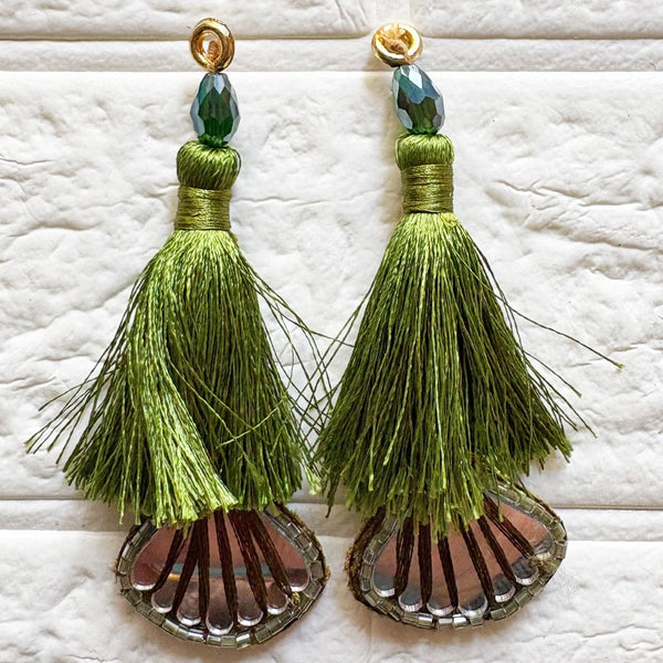 Mehendi Green Handmade Ethnic Latkan Tassel Pack of 2 for Saree, Blouse & Lehenga | Craft Shop India