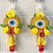 Yellow Handmade Floral Evil Eye Door Hanging Pair with Pearl Beads & Tassels | Home & Mandir Decor | Craft Shop India
