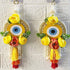 Yellow Handmade Floral Evil Eye Door Hanging Pair with Pearl Beads & Tassels | Home & Mandir Decor | Craft Shop India