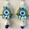 Sky Blue Floral Evil Eye Door Hanging Pair with Pearl Beads & Tassels | Pack of 2 | Craft Shop India