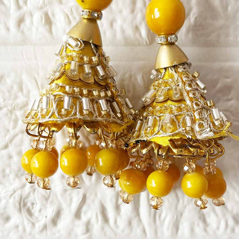 Yellow Ethnic Nalki Cone Latkan Tassel Pack of 2 for Saree, Blouse & Lehenga | Craft Shop India