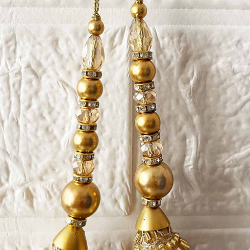 Golden Cone Ethnic Nalki Cone Latkan Tassel Pack of 2 for Saree, Blouse & Lehenga | Craft Shop India