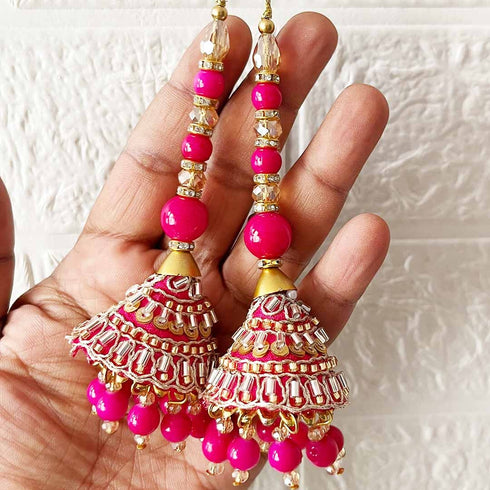 Pink Ethnic Nalki Cone Latkan Tassel Pack of 2 for Saree, Blouse & Lehenga | Craft Shop India
