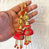 Red & Golden Handmade Double Layer Silk Jhumki Latkan Tassel Set of 2 for Saree, Blouse & Lehenga | Craft Shop India