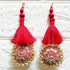 Red Mirror Work Round Latkan Tassel Set of 2 for Saree Pallu, Blouse, Dupatta & Lehenga | Craft Shop India