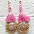 Baby Pink Mirror Work Round Latkan Tassel Set of 2 for Saree Pallu, Blouse, Dupatta & Lehenga | Craft Shop India