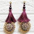 Dark Wine Mirror Work Round Latkan Tassel Set of 2 for Saree Pallu, Blouse, Dupatta & Lehenga | Craft Shop India