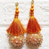 Orange Mirror Work Round Latkan Tassel Set of 2 for Saree Pallu, Blouse, Dupatta & Lehenga | Craft Shop India