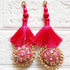 Rani Pink Mirror Work Round Latkan Tassel Set of 2 for Saree Pallu, Blouse, Dupatta, Lehenga & DIY Craft Decoration | Craft Shop India