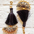 Black Mirror Work Curved Latkan Tassel Set of 2 for Saree Pallu, Blouse, Dupatta, Lehenga & DIY Craft Decoration | Craft Shop India
