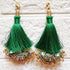 Green Mirror Work Curved Latkan Tassel Set of 2 for Saree Pallu, Blouse, Dupatta, Lehenga & DIY Craft Decoration | Craft Shop India