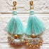 Sky Blue Mirror Work Curved Latkan Tassel Set of 2 for Saree Pallu, Blouse, Dupatta, Lehenga & DIY Craft Decoration | Craft Shop India