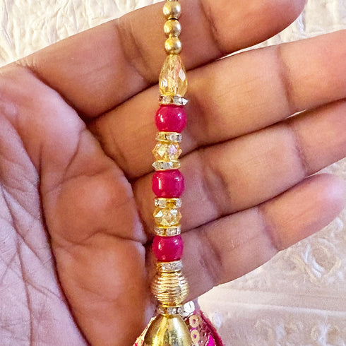 Rani Pink Handmade Ethnic Sequin Tassel Latkan Set of 2 for Saree, Blouse & Lehenga | Craft Shop India