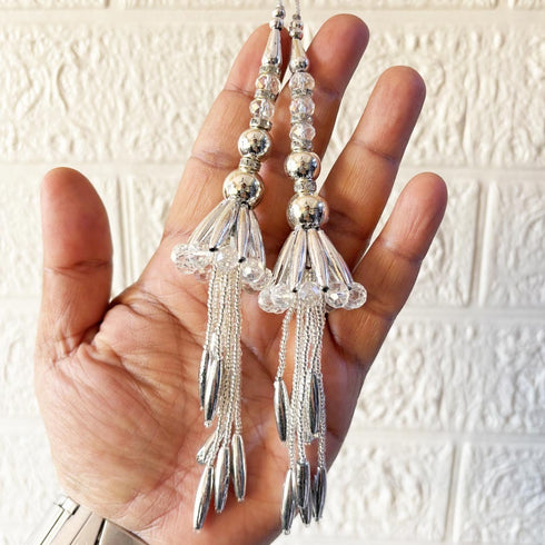 Silver Pipe Handmade Ethnic Latkan Tassel Set of 2 for Saree, Blouse & Lehenga | Craft Shop India