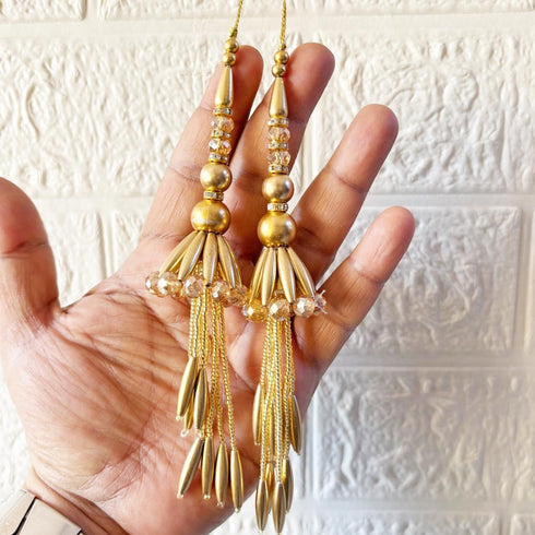 Golden Pipe Handmade Ethnic Latkan Tassel Set of 2 for Saree, Blouse & Lehenga | Craft Shop India