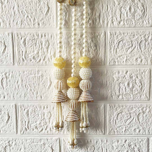 Yellow Nalki Pichwai Lotus with Flower Bunch Hanging (Pack of 2) | Traditional Wall Décor | Craft Shop India