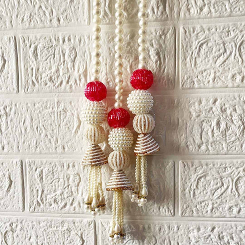 Red Nalki Pichwai Lotus with Flower Bunch Hanging Pack of 2 | Wall Décor | Craft Shop India