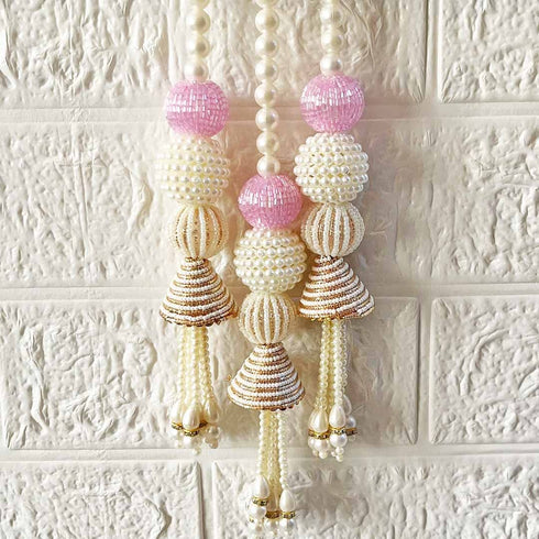 Pink Nalki Pichwai Lotus with Flower Bunch Hanging Pack of 2 | Wall Décor | Craft Shop India