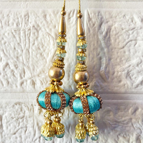 Firozi Handmade Ethnic Beads Latkan Tassel Pack of 2 for Saree Pallu, Blouse, Lehenga & Dupatta | Craft Shop India