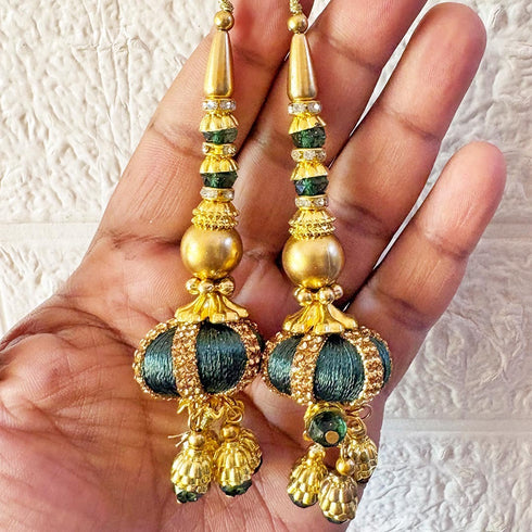 Green Handmade Ethnic Beads Latkan Tassel Pack of 2 for Saree Pallu, Blouse, Lehenga & Dupatta | Craft Shop India