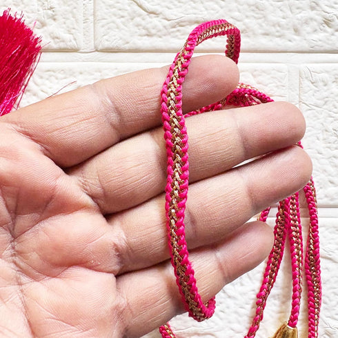 Rani Pink Tassel with Cord Rope Pack of 2 for Saree, Blouse, Lehenga & Dupatta | Craft Shop India