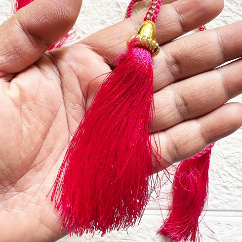 Rani Pink Tassel with Cord Rope Pack of 2 for Saree, Blouse, Lehenga & Dupatta | Craft Shop India
