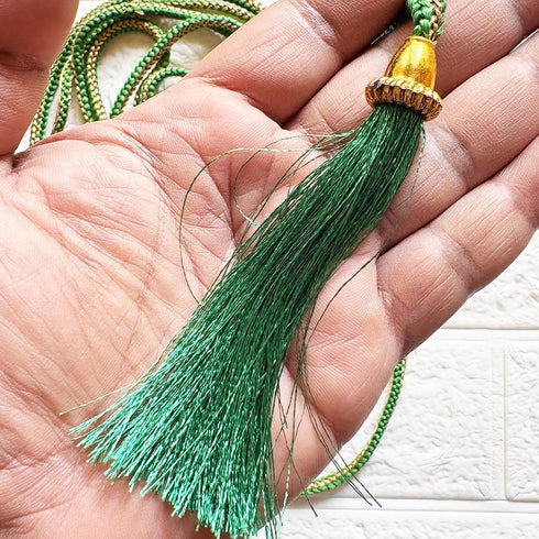 Green Tassel with Cord Rope Pack of 2 for Saree Pallu, Blouse & Lehenga | Craft Shop India