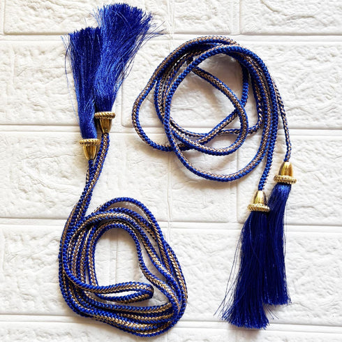 Royal Blue Tassel with Cord Rope Pack of 2 for Saree Pallu, Blouse & Lehenga | Craft Shop India