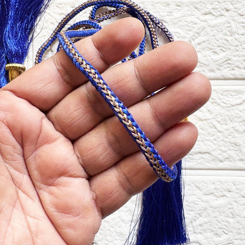 Royal Blue Tassel with Cord Rope Pack of 2 for Saree Pallu, Blouse & Lehenga | Craft Shop India