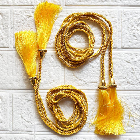 Yellow Tassel with Cord Rope Pack of 2 for Saree, Blouse, Dupatta & Lehenga | Craft Shop India