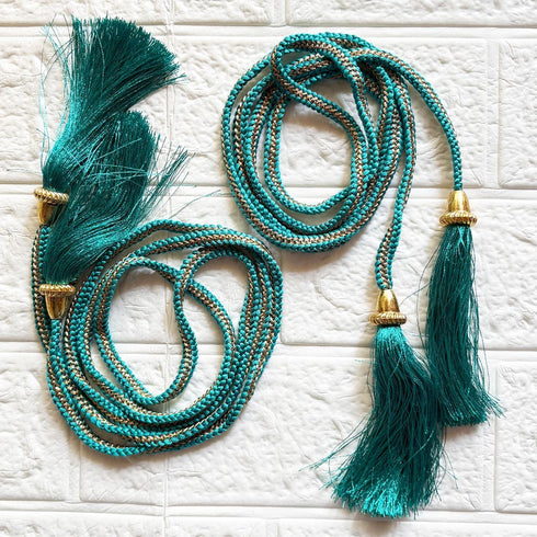 Sea Green Tassel with Cord Rope Pack of 2 for Saree Pallu, Blouse & Lehenga | Craft Shop India