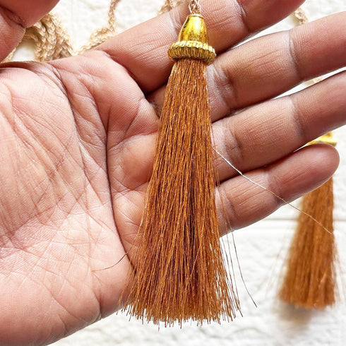 Copper Brown Tassel with Cord Rope Pack of 2 for Saree, Blouse, Dupatta & Lehenga | Craft Shop India