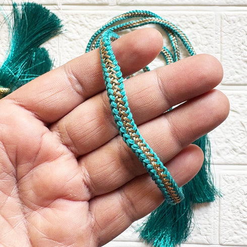 Sea Green Tassel with Cord Rope Pack of 2 for Saree Pallu, Blouse & Lehenga | Craft Shop India