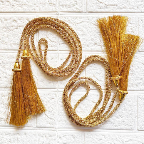 Golden Tassel with Cord Rope Pack of 2 for Saree Pallu, Blouse & Lehenga | Craft Shop India