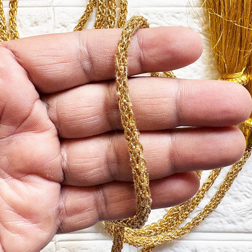 Golden Tassel with Cord Rope Pack of 2 for Saree Pallu, Blouse & Lehenga | Craft Shop India