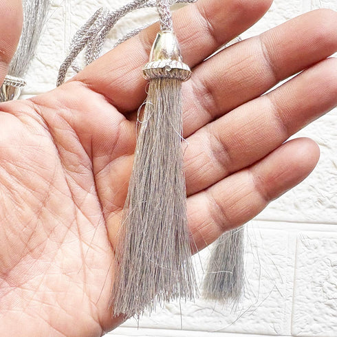 Silver Tassel with Cord Rope Pack of 2 for Saree Pallu, Blouse & Lehenga | Craft Shop India