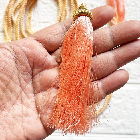 Peach Tassel with Cord Rope Pack of 2 for Saree, Blouse, Lehenga & Dupatta | Craft Shop India
