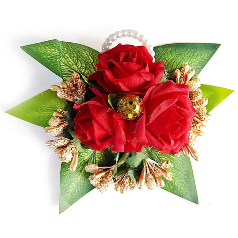 Red Handmade Artificial 3 Flowers & Pollen Bunch Pack of 6 & 12 | Trousseau Packing | Craft Shop India