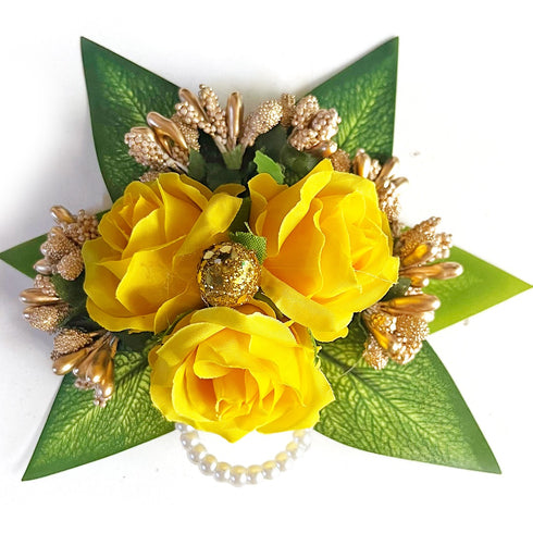 Yellow Handmade Artificial 3 Flowers & Pollen Bunch Pack of 6 & 12 | Trousseau Packing | Craft Shop India