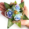 Blue Handmade Artificial 3 Flowers & Pollen Bunch Pack of 6 for Trousseau Packing | Craft Shop India