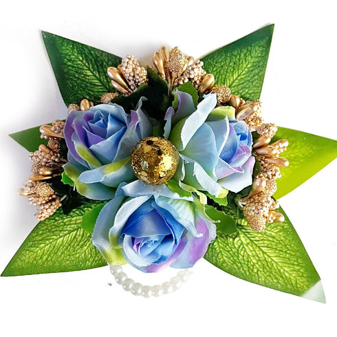 Blue Handmade Artificial 3 Flowers & Pollen Bunch Pack of 6 for Trousseau Packing | Craft Shop India
