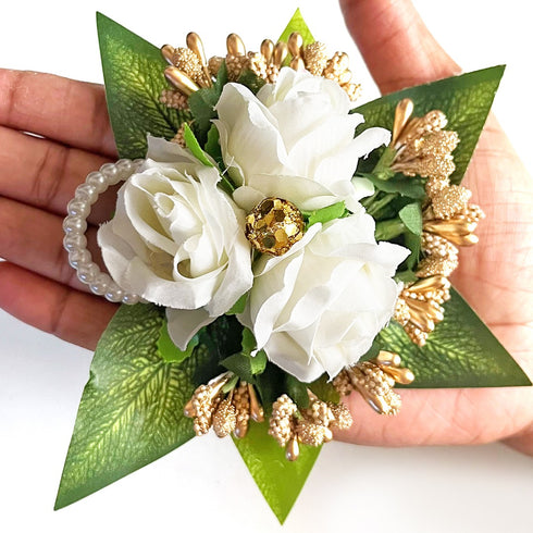 White Handmade Artificial 3 Flowers & Pollen Bunch Pack of 6 & 12 | Trousseau Packing | Craft Shop India