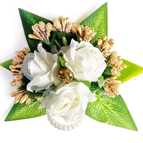 White Handmade Artificial 3 Flowers & Pollen Bunch Pack of 6 & 12 | Trousseau Packing | Craft Shop India