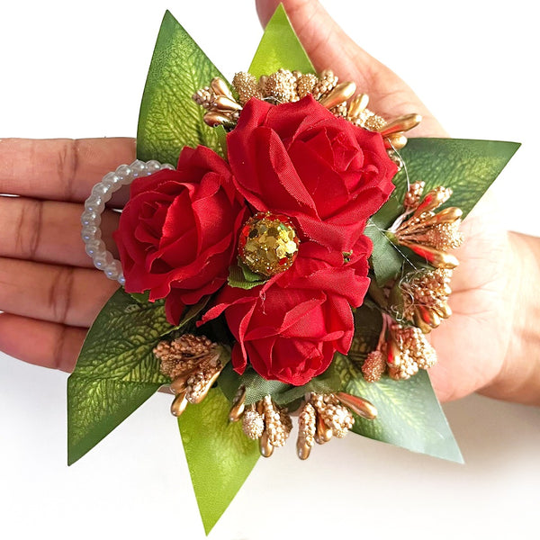 Red Handmade Artificial 3 Flowers & Pollen Bunch Pack of 6 & 12 | Trousseau Packing | Craft Shop India