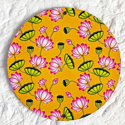 Mustard Pichwai Lotus Round Cutout Pack of 10 | Wall Hanging Decoration | Craft Shop India