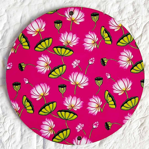 Rani Pink Pichwai Lotus Round Cutout Pack of 10 | Wall Hanging Decoration | Craft Shop India