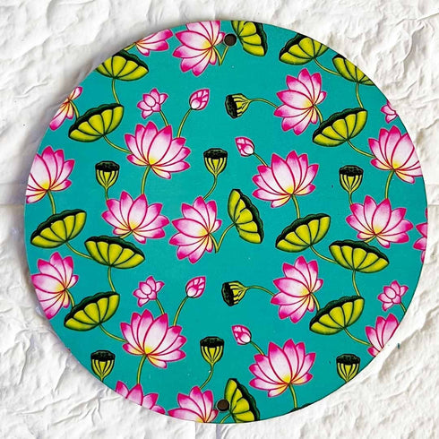 Turquoise Pichwai Lotus Round Cutout Pack of 10 | Wall Hanging Decoration | Craft Shop India